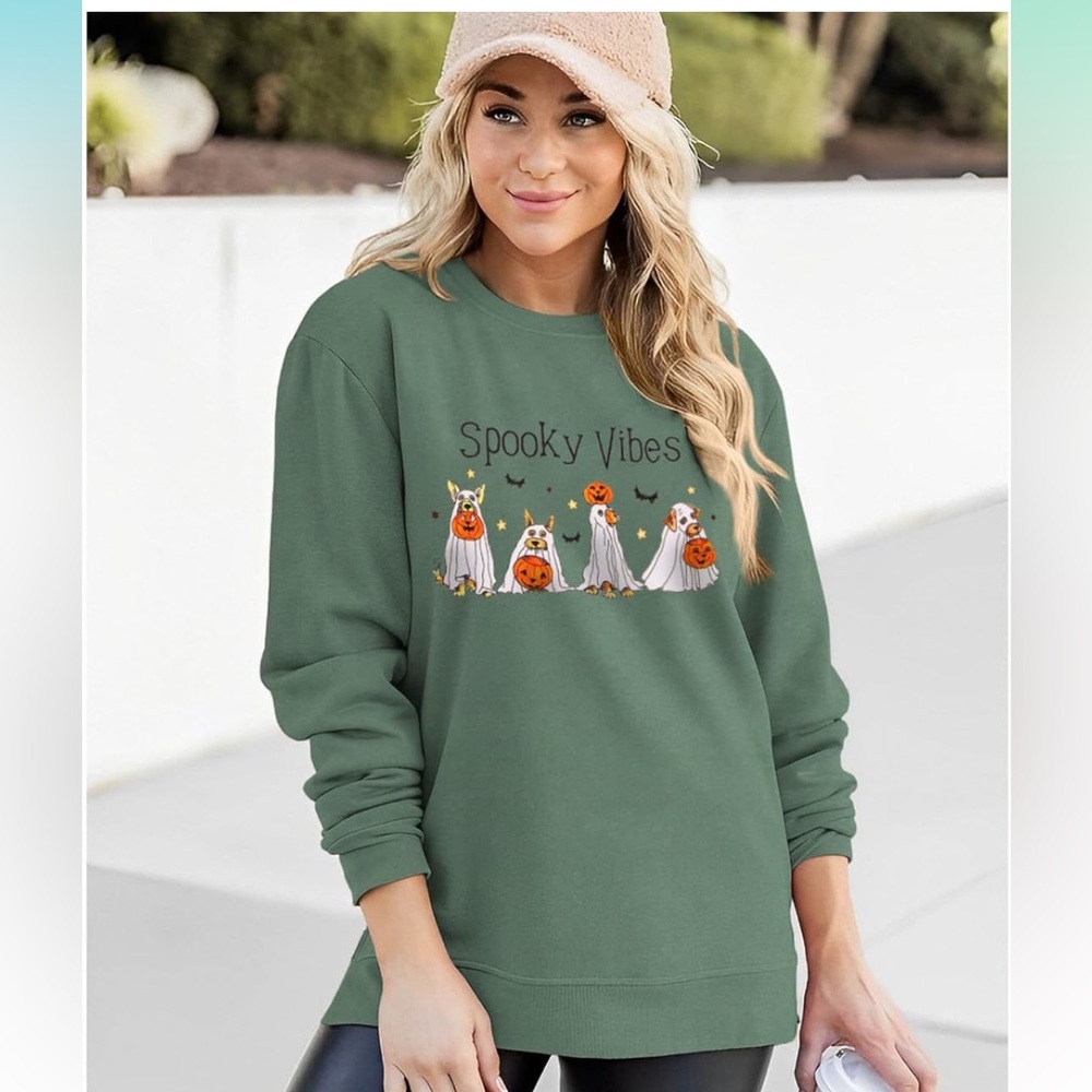 Spooky Vibes Pullover Long Sleeve oversized Sweater